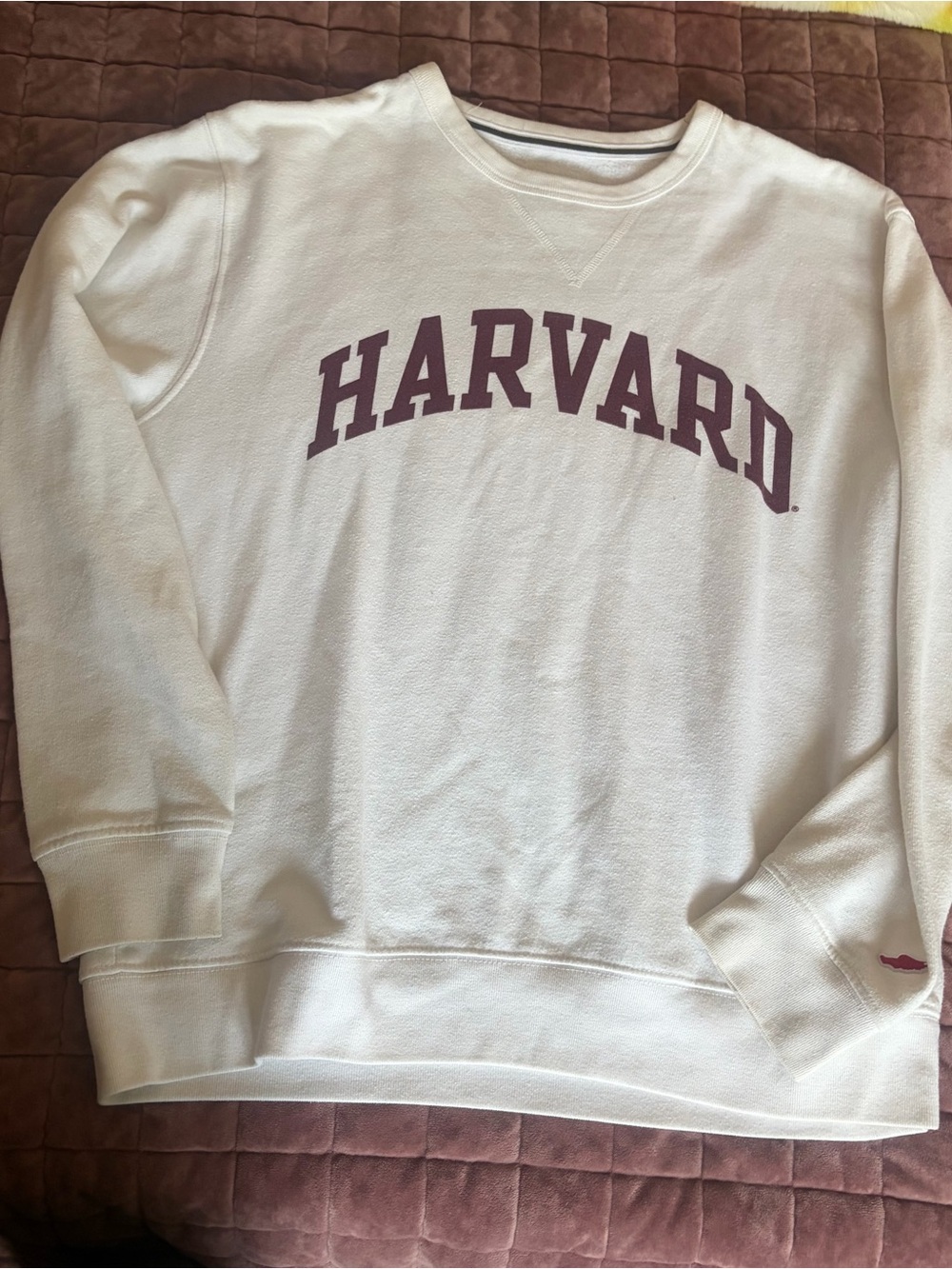 League Cream Crewneck Sweatshirt with Maroon Lettering